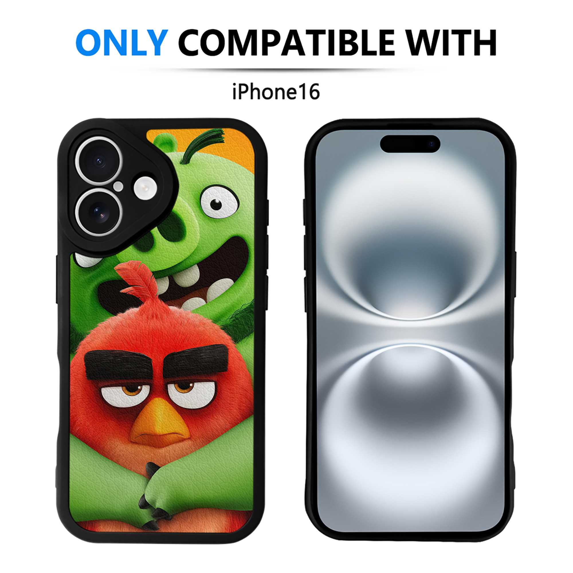（画像用） Angry Birds アングリーバード 【iPhone 16シリーズ対応】シリコンスマホケース（レザー調） 材質：シリコン